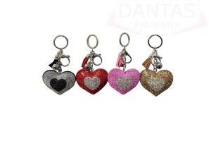 Chaveiro Coração Strass 6,5x5cm - Dantas