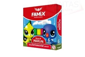 Massinha de Modelar 06 Cores 90g - Famix