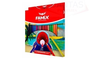 Lápis de Cor Hexagonal 24 Cores - Famix