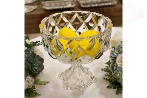 Centro de Mesa Decorativo com Pé de Cristal de Chumbo DeliDiamond - Lyor