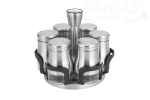 Porta Condimentos em Aço Inox com C/6UN + Suporte