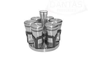 Porta Condimentos em Aço Inox C/6 Peças e Suporte - UnyGift