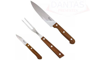 Kit Churrasco 3 Peças Inox - Ke Home