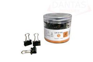 Clips Preto para Papel 15mm 60 peças