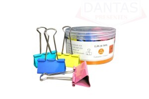 Clips Colorido para Papel 51mm 12 peças