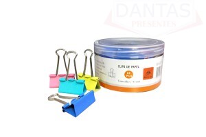 Clips Colorido para Papel 41mm 24 peças