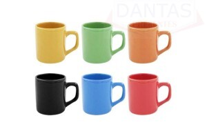 Jogo de Caneca 85ml Colorida 6 Peças de Porcelana