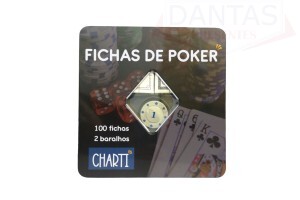 Fichas de Poker Simples 100 Fichas e 2 Baralhos