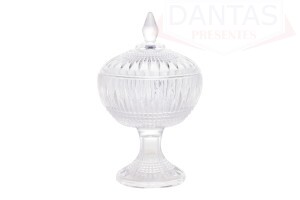 POTICHE DECORATIVO CRISTAL DE CHUMBO C/PÉ QUEEN 14x22cm