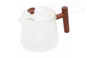 Chaleira de Vidro Borossilcato Resistente ao Calor com Alça de Bambu 750ml