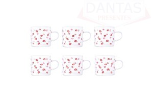 Conjunto 06 Canecas de Vidro Kiss 125ml