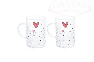 Conjunto 2 Canecas de Vidro Resistente ao Calor 280ml
