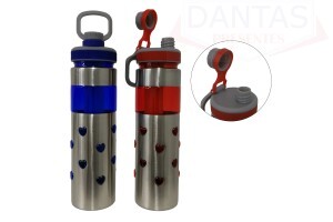 SQUEEZE INOX E PLÁSTICO CORAÇÃO