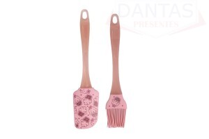 Kit 02 peça utensílios colher e fue coração de silicone