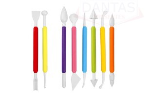 Kit de Estecas para Pasta Amaricana Modelagem 8 Ferramentas p/ Bolo, Doces, Massinhas, etc