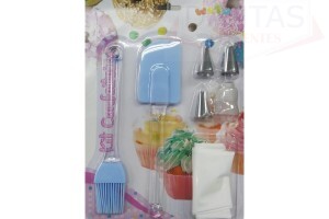 Kit 08 peças Confeitaria Pincel Espatula Bicos e Saco para Confeitaria
