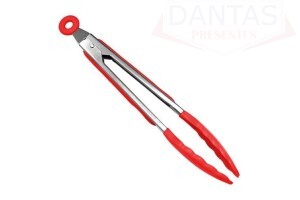 Pegador Silicone Pinça Cabo em Inox para Saladas e Frituras 33cm