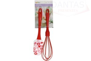 Kit 02 peça utensílios espátula e fue de silicone