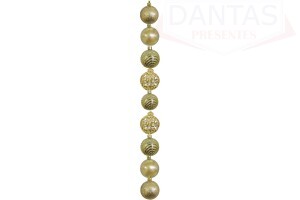 Bola Textura Folha Palemira Champag 8cm com 9 Peças - Rio Master