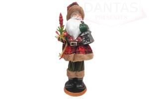 Enfeite de Plástico Papai Noel Cedro/Lamparina 22cm x 18cm x 48cm - Rio Master