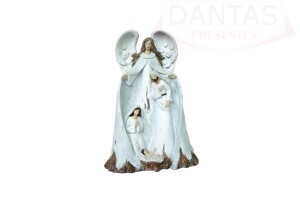 Enfeite natalino Resina Anjo 15,5cm x 9,3cm x 24,3cm - Rio Master