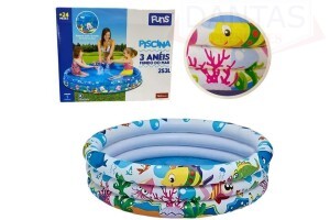 Piscina Inflavel 3 Aneis Fundo do Mar 180 Litros