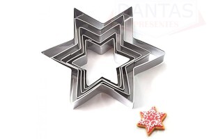 Conjunto 5 Cortador de Biscoito Formato Estrela Aço Inox