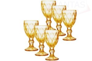 Conjunto 06 Taças de licor de Vidro Ambar Diamond 50ml - Lyor