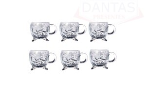Conjunto 06 Xícaras com Pé de Cristal de Chumbo Proma 135ml - Coliseu