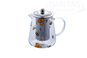 Chaleira de Vidro Com Filtro De Aço Inox Abelhas 750ML - Lyor