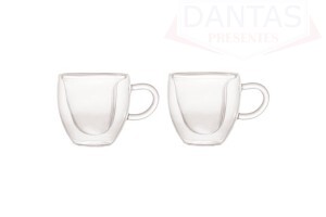 Conjunto 02 Xícaras para Café Dupla Parede de Vidro 80ml