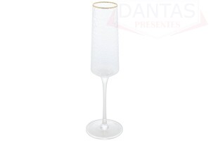 Taça para Champanhe de Cristal Ecologico (Livre de Chumbo) com Fio de ouro Petra 300ml