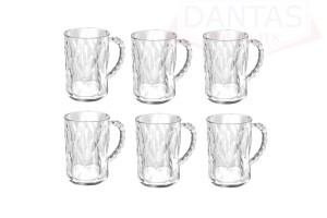 Conjunto 06 peças de Caneca para Cappucino de Vidro Diamond 170ml - Lyor