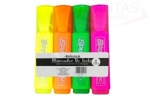  Caneta Marca texto com Ponta de feltro 4 Cores Neon - Amigold