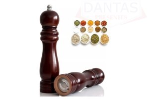 Moedor de Temperos em Madeira Pimenta Grãos 25cm