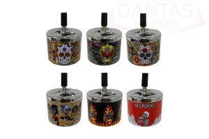 Cinzeiro Caveira de Metal  Redondo 7x9cm - Dantas