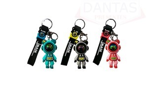 CHAVEIRO ASTRONALTA COM ARGOLA E CORRENTE EM METAL