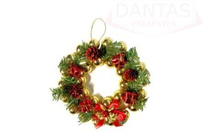 GUIRLANDA PINHAS VM/BOLAS/PRESENTE 21,5CM