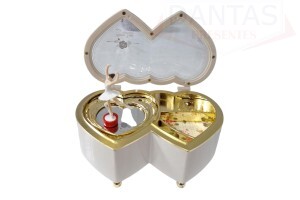 CAIXA DE MÚSICA DOIS CORAÇÕES 16x9x6.5cm 