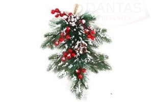 ENFEITE DE PENDURAR PINHAS/AZEVINHOS 25CM X 7CM X 36CM