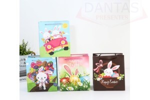 Sacola de Presente de páscoa com 12 unidades sacola pequena 23cm- Dantas