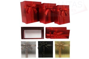 KIT CAIXA PARA PRESENTE C/3 PCS CORES DIVERSAS, MEDIDA 23*16*9,5CM,