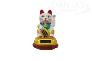 Ornamento decorativo gato da sorte branco 9,5cm - Dantas