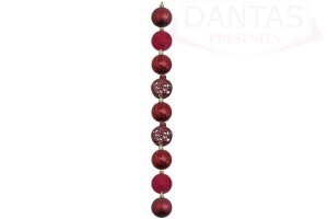 Bola Textura Geometrica Vinho 6cm com 9 Peças - Rio Master