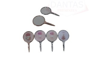 Espelho de Plástico Redondo com Cabo 14,8cm - Dantas