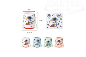 Porta Caneta de plástico com adesivo astronalta 10,5cm UMA Unidade - Dantas