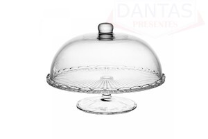 Prato para bolo com pé de vidro e tampa Bangkok 29cm