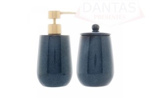 Conjunto 02 peças para banheiro de cerâmica Rective azul