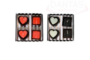 Velas Decorativas de cera formato coração 3X5CM  4 peças - Dantas