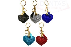 Chaveiro Coração com Argola e Corrente de Metal - Dantas